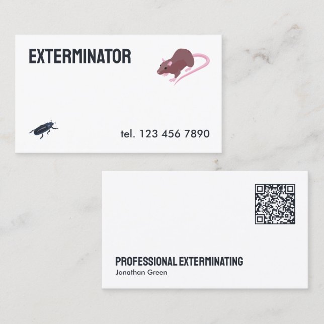 Tarjeta De Visita QR de control de plagas de exterminador (Anverso / Reverso)