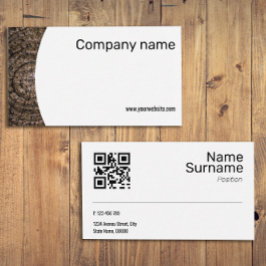 Tarjeta de visita QR de fotografía de madera minim