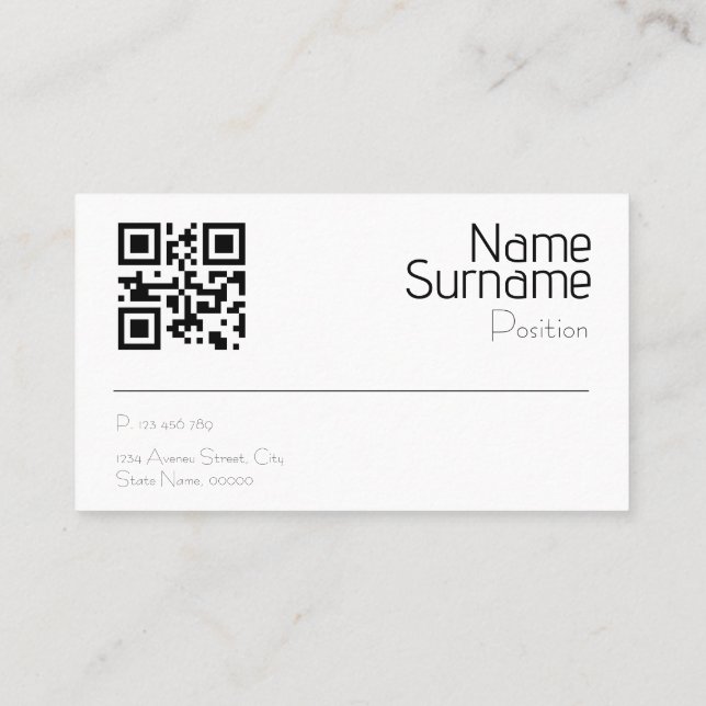 Tarjeta de visita QR de fotografía de piedra minim (Reverso)