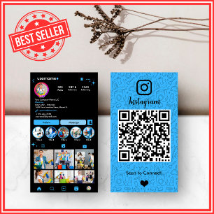 Tarjeta De Visita QR de Instagram de Limpieza Azul Profesional
