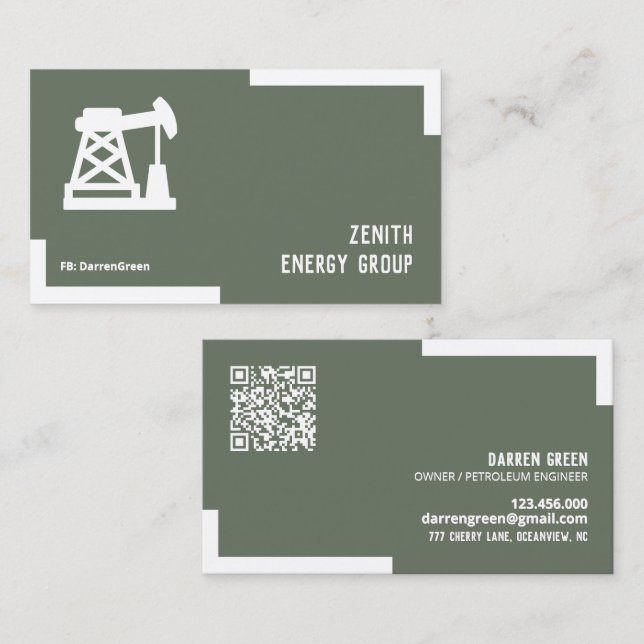 Tarjeta De Visita QR de la industria petrolera (Anverso / Reverso)