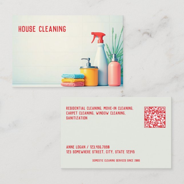 Tarjeta De Visita QR de limpieza interna (Anverso / Reverso)