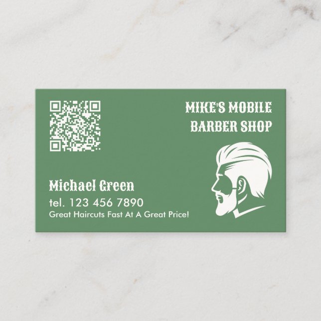 Tarjeta De Visita QR de Personalizado de barbero móvil (Anverso)