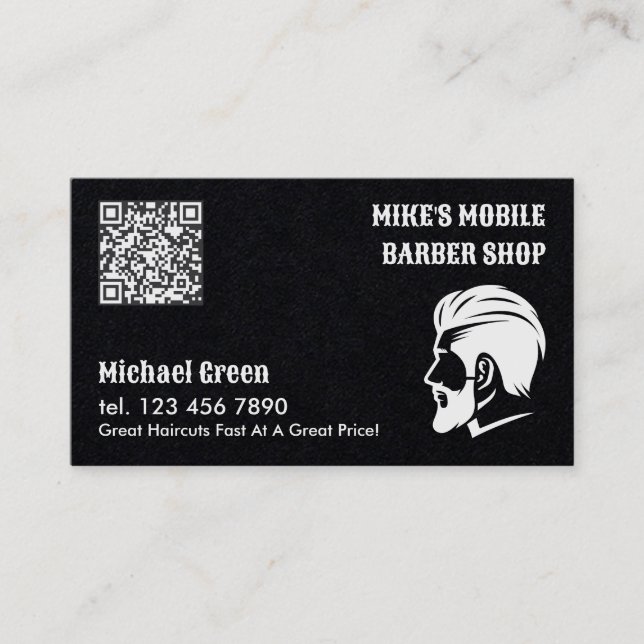 Tarjeta De Visita QR de Personalizado Mobile Barber Premium (Anverso)