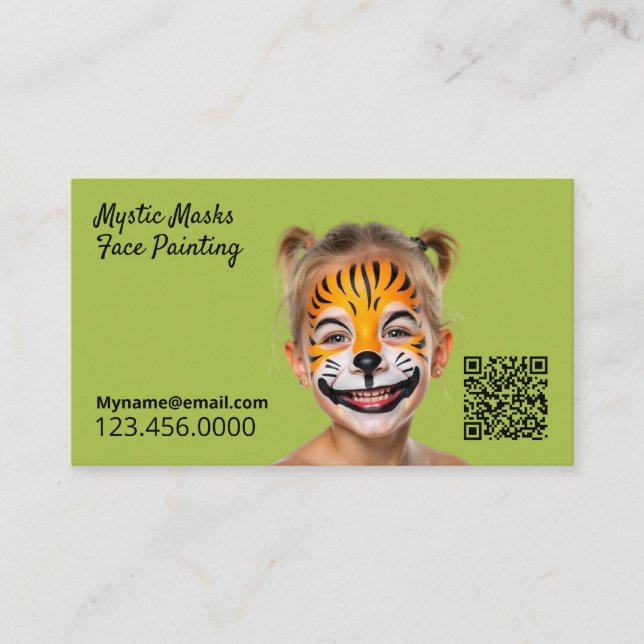 Tarjeta De Visita QR de pintura facial (Anverso)
