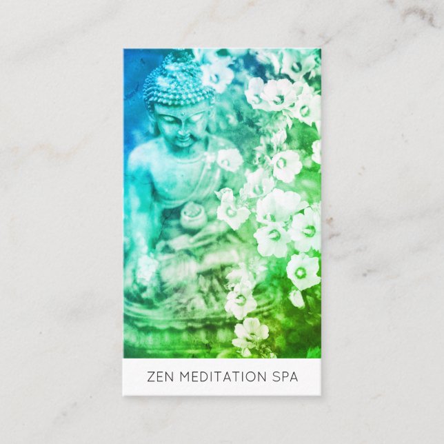 Tarjeta De Visita *~* QR Flores florales Meditación de Buda (Anverso)