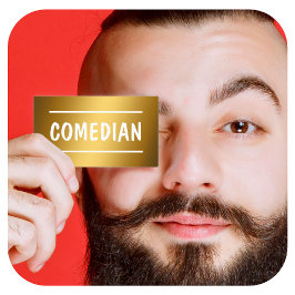 Tarjeta De Visita QR Golden, comediante en pie