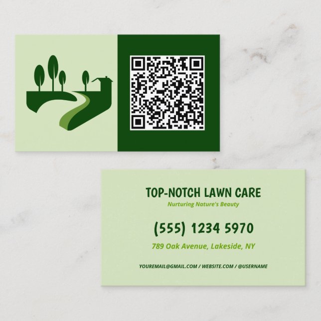 Tarjeta De Visita 🍃 QR Landscaping Lawn Mower (Anverso / Reverso)