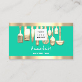 Tarjeta De Visita QR Logo Personal Chef Cocinando carne de restauran