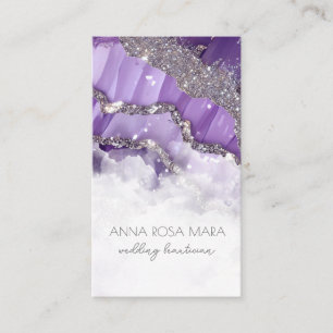 Tarjeta De Visita *~* QR Luxe Agate Purpurina de oro marfileño AP66