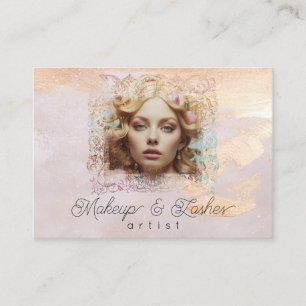 Tarjeta De Visita *~* QR Mujeres Girly Beige Peach Pastel