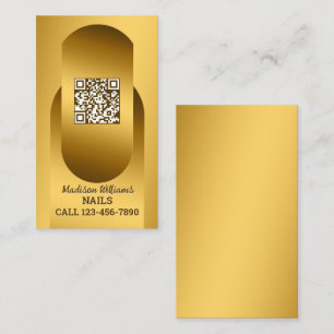 Tarjeta De Visita QR Nail Technician Golden Business Card