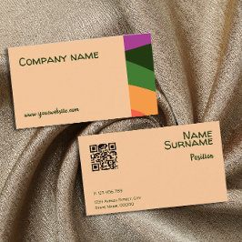 Tarjeta de visita QR naranja amarillo verde rosa a