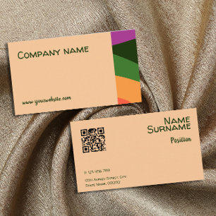 Tarjeta de visita QR naranja amarillo verde rosa a