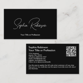 Tarjeta De Visita QR negro de firma
