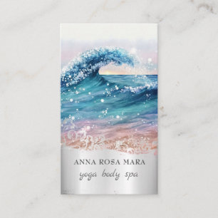 Tarjeta De Visita *~* QR Ornate Beach Waves Ocean AR7 Sand Sea