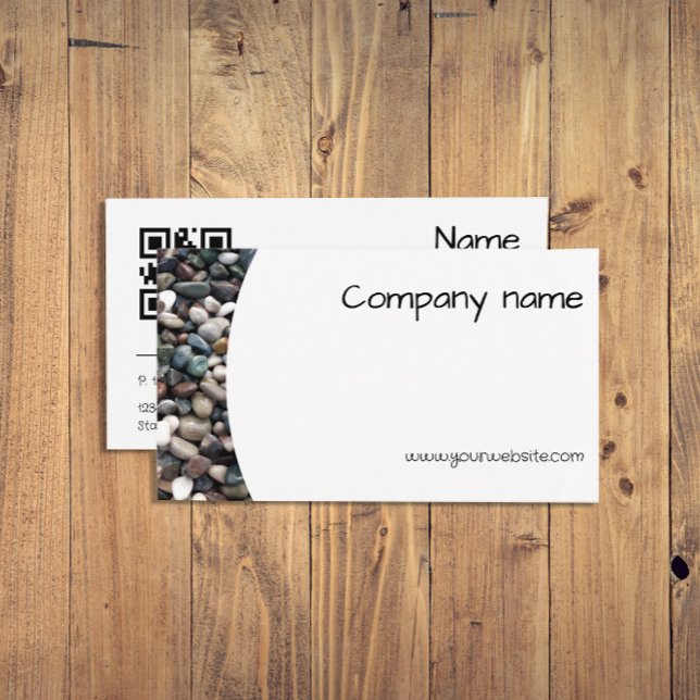 Tarjeta de visita QR para fotografía de guijarros  (Minimalist business card featuring a beautiful pebble. Perfect for spa and wellness centers.)