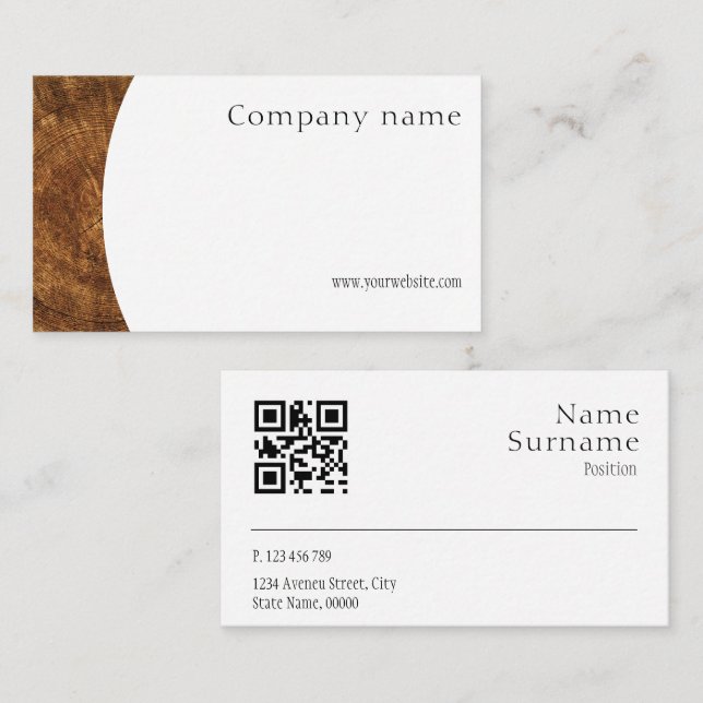 Tarjeta de visita QR para fotografía de madera min (Anverso / Reverso)