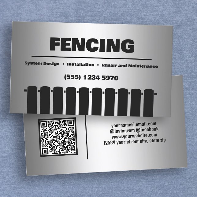 Tarjeta de visita QR para Personalizado de vallas (Fence Custom QR Business Cards)