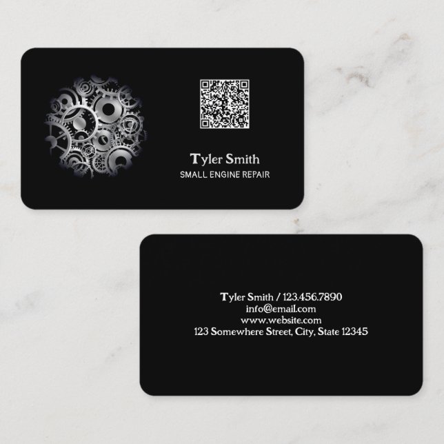 Tarjeta de visita QR para reparación de motores pe (Anverso / Reverso)