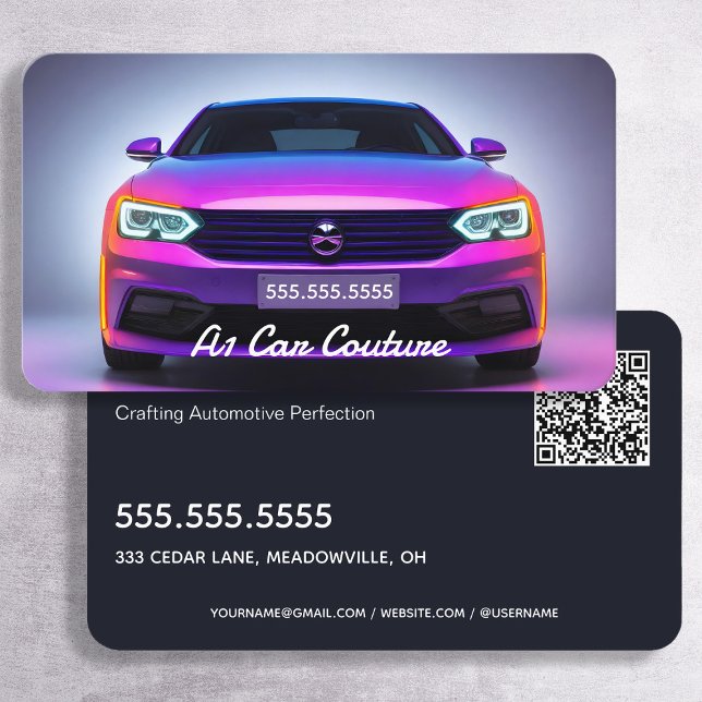 Tarjeta De Visita QR Personalizado de desactivación automática de 🔝 (Auto Detailer Custom QR Business Cards)