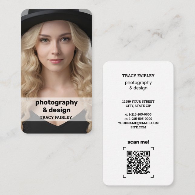 Tarjeta De Visita QR, Personalizado de fotografía (Anverso / Reverso)