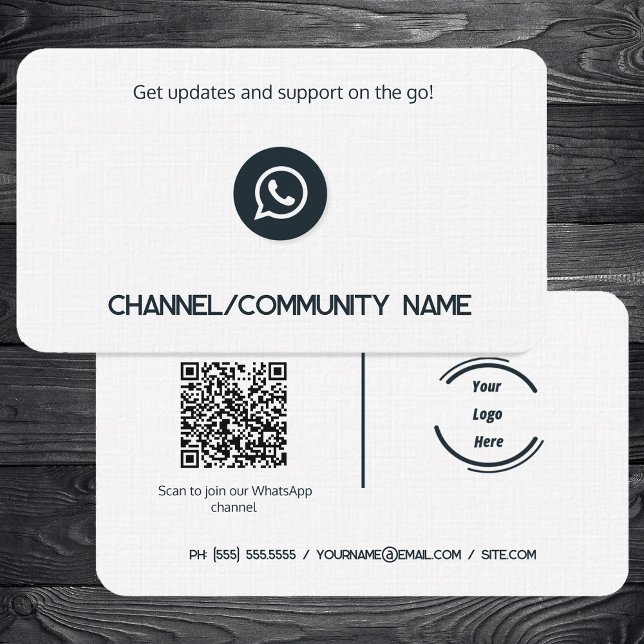 Tarjeta De Visita QR, Personalizado de la comunidad del canal de Wha (WhatsApp Channel Community Business Cards)