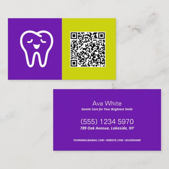 Tarjeta De Visita QR Personalizado dental (Anverso / Reverso)