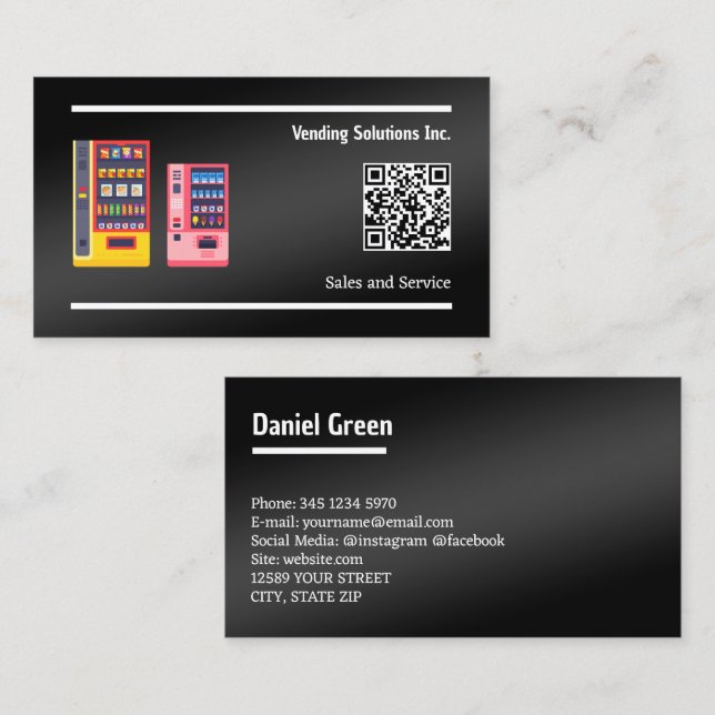 Tarjeta De Visita QR Personalizado negro vendedora (Anverso / Reverso)