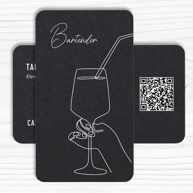 Tarjeta De Visita QR Personalizado profesional de barman (Professional Bartender Custom QR Business Cards)