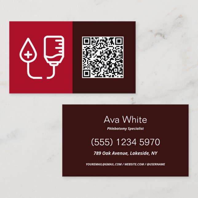 Tarjeta De Visita QR Phlebotomy (Anverso / Reverso)