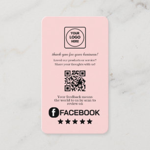 Tarjeta De Visita QR Rosa   Enlace de retroalimentación personalizad