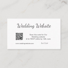 Tarjeta De Visita QR RSVP sitio web de boda RSVP simple blanco negro