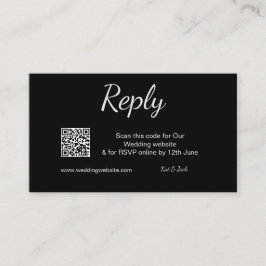 Tarjeta De Visita QR RSVP sitio web de boda RSVP simple blanco negro