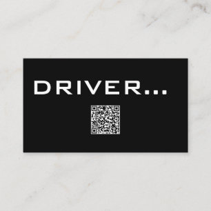 Tarjeta De Visita QR Simple Black Business Card White Text - DRIVER