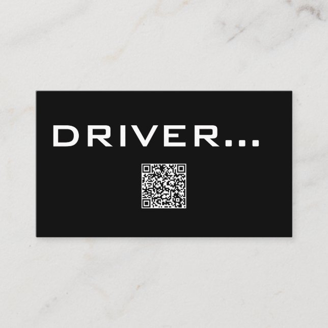 Tarjeta De Visita QR Simple Black Business Card White Text - DRIVER (Anverso)
