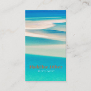 Tarjeta De Visita QR Travel Business Ocean Beach Sea Aqua Blue