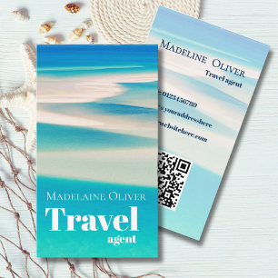 Tarjeta De Visita QR Travel Business Ocean Beach Sea Blue moderno