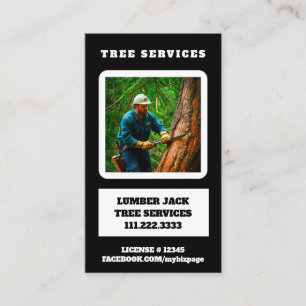 Tarjeta De Visita *~* QR Tree Services Lumber Jack Tree Trunk