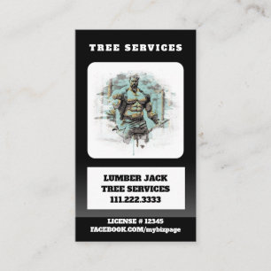 Tarjeta De Visita *~* QR Tree Services Muscular Man Artístico