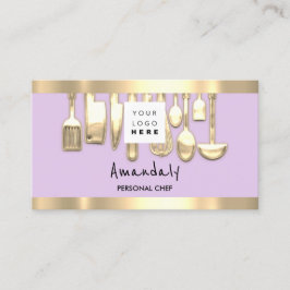 Tarjeta De Visita QRCode Personal Chef Cocinar Restaurante Lilac