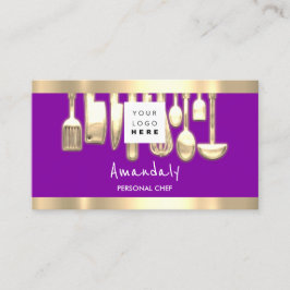 Tarjeta De Visita QRCode Restaurante de cocina personal para chefPur