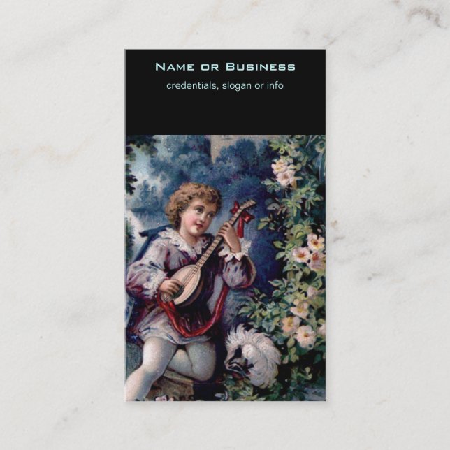 Tarjeta De Visita Quaint Vintage Mandolin Player (Anverso)