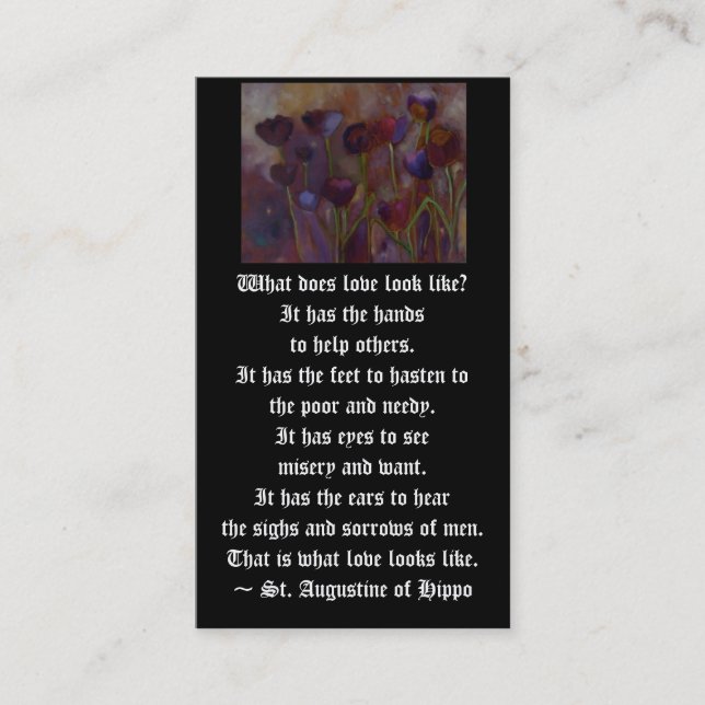 Tarjeta De Visita "Qué ama parecer?" ~ St Augustine (Anverso)