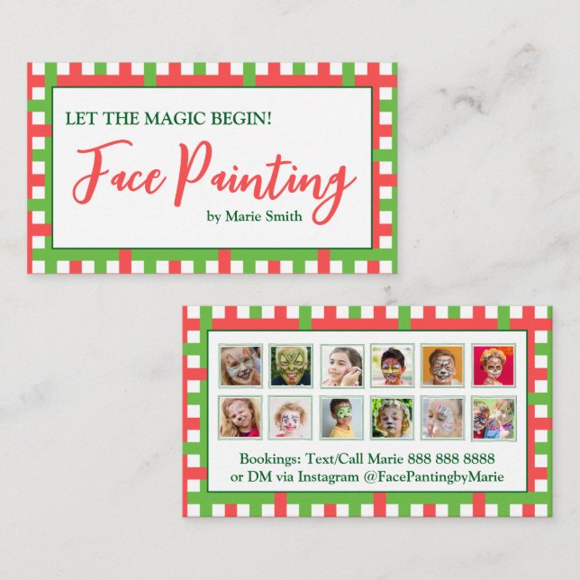 Tarjeta De Visita ¡Que empiece la magia! Pintura de cara personaliza (Anverso / Reverso)