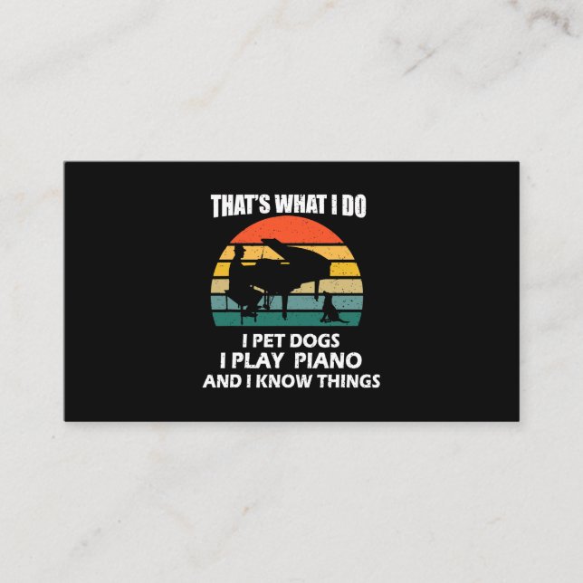 Tarjeta De Visita Que Lo Que Hago Mascota Perros Que Juego Piano Lo  (Anverso)
