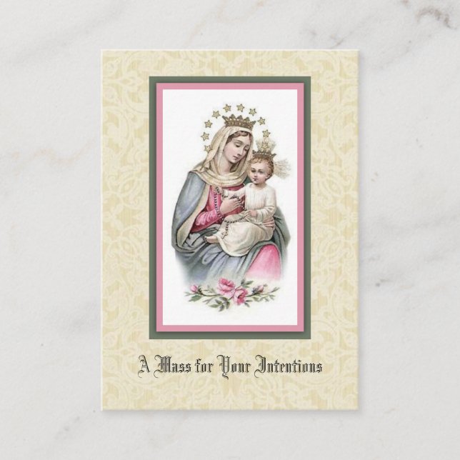 Tarjeta De Visita Queen Mary de ofrecimiento total católico Jesús (Anverso)
