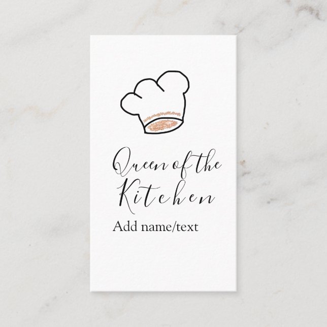 Tarjeta De Visita Queen of the kitchen chef cooking add name crown  (Anverso)