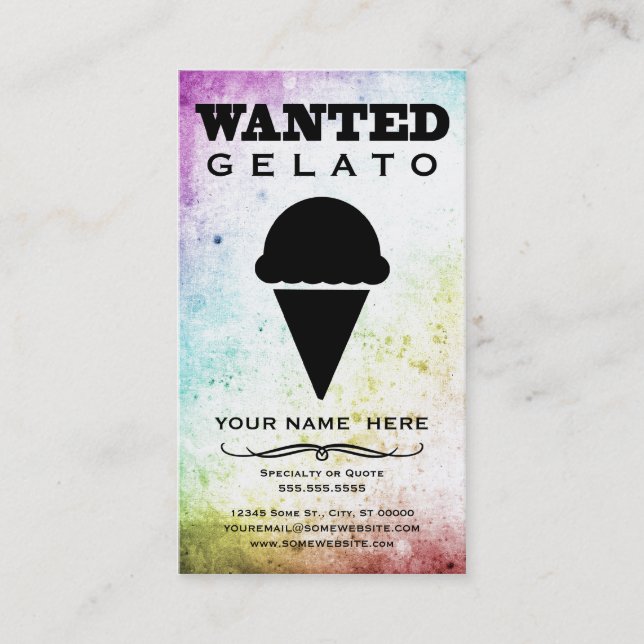 Tarjeta De Visita querido: gelato (Anverso)