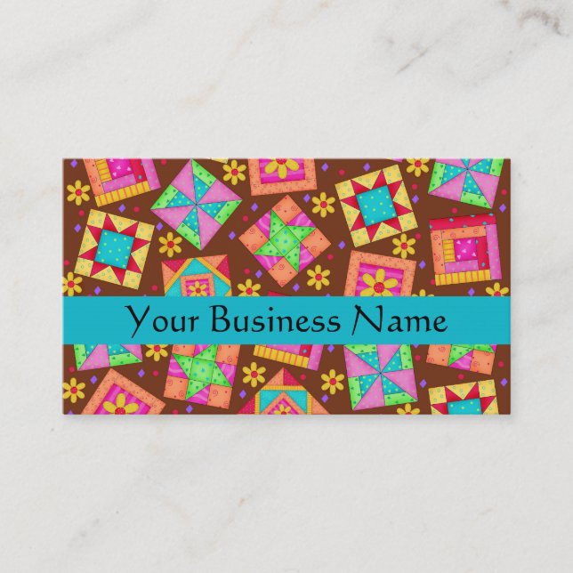 Tarjeta De Visita Quilt Block Art Brown (Anverso)